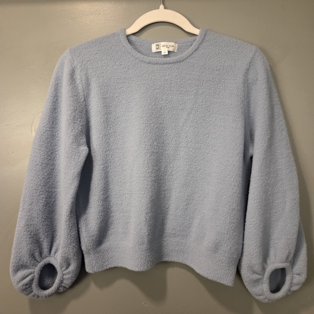 Michel Klein Paris Retro Style Soft Knit Balloon Sleeve Sweater, Women's Size 38